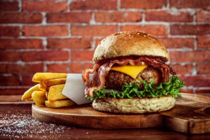 A perfect burger with texture and taste alongwith best burger toppings & fries
